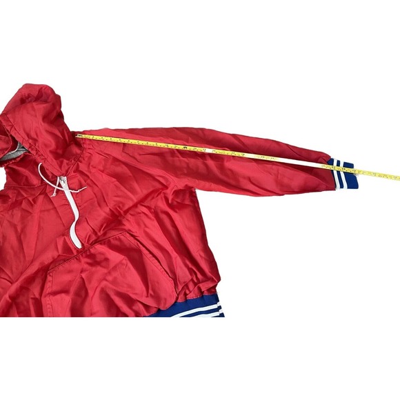 Vintage 80s Harv-Al Red Large 1/2 Zip USA Pullover Hooded Windbreaker Jacket VTG - Picture 6 of 7